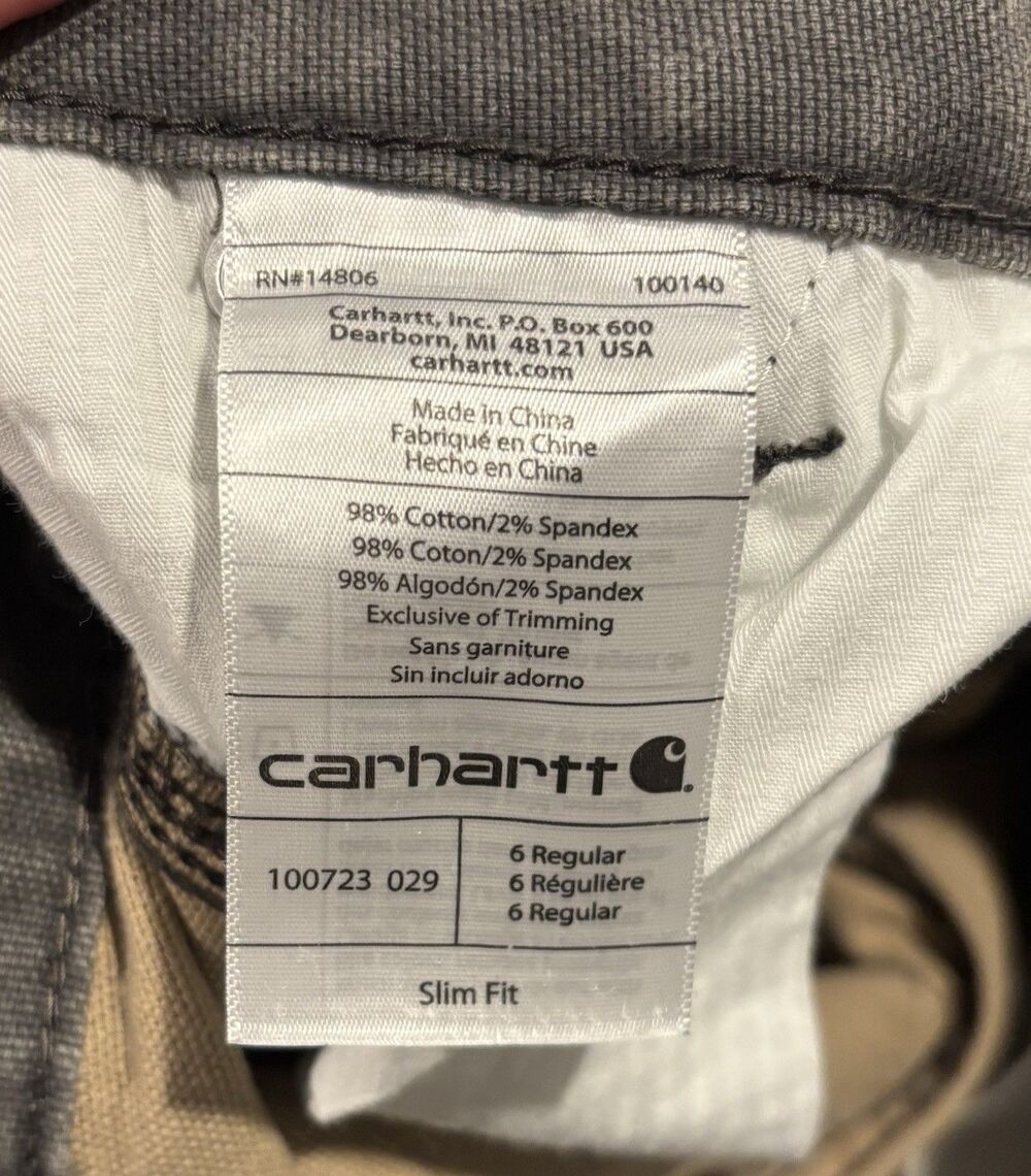 Carhartt Women Gray Slim Fit Workwear Pants Double Knee Cotton Spandex 6 Regular - Picture 8 of 8